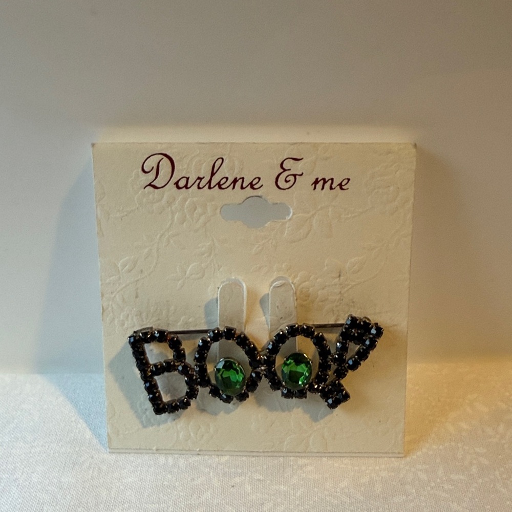 Darlene & Me 'Boo' Brooch with Green and‎ Black Accents